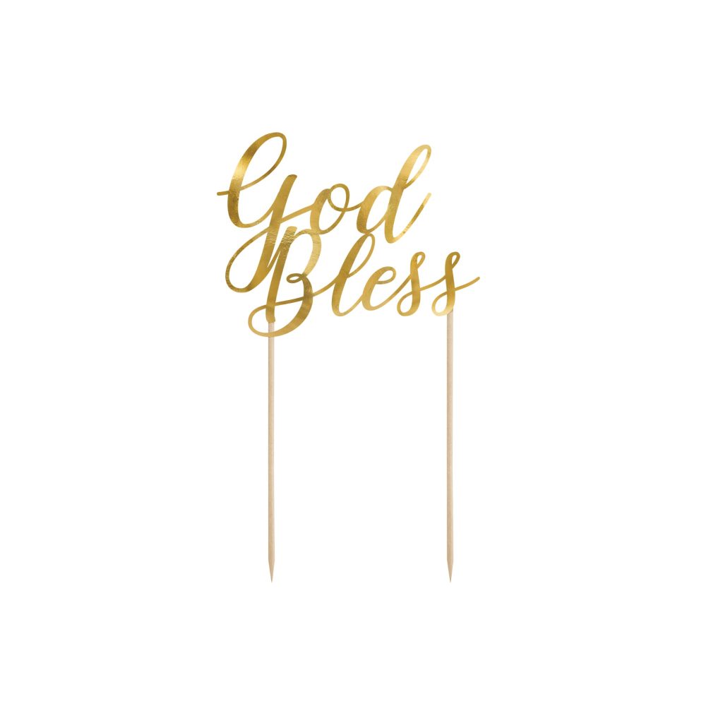 Metallic Gold God Bless Cake Topper