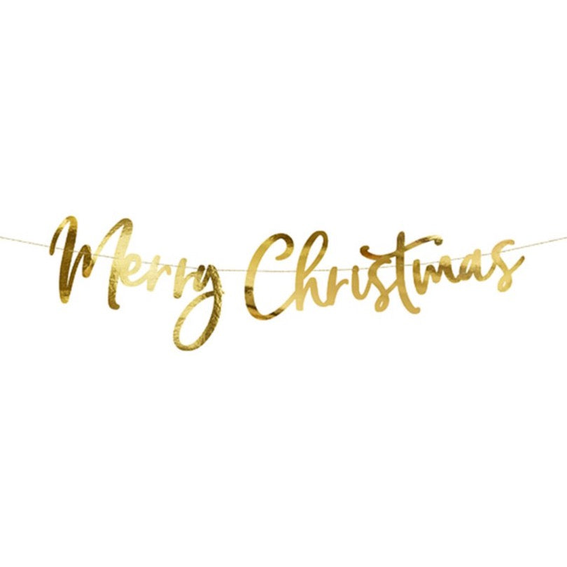 Gold Merry Christmas Cursive Letter Banner