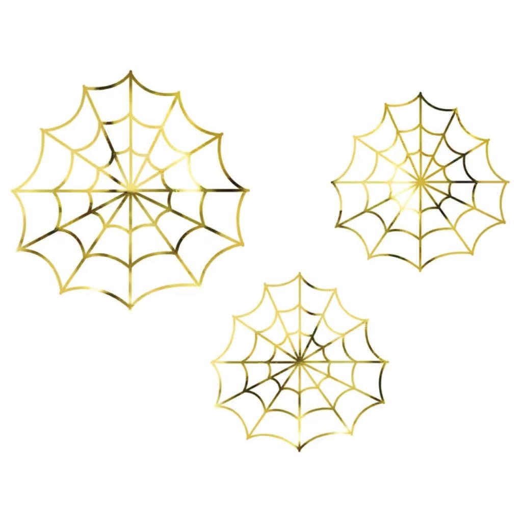 Gold Spiderweb Paper Decorations 3ct