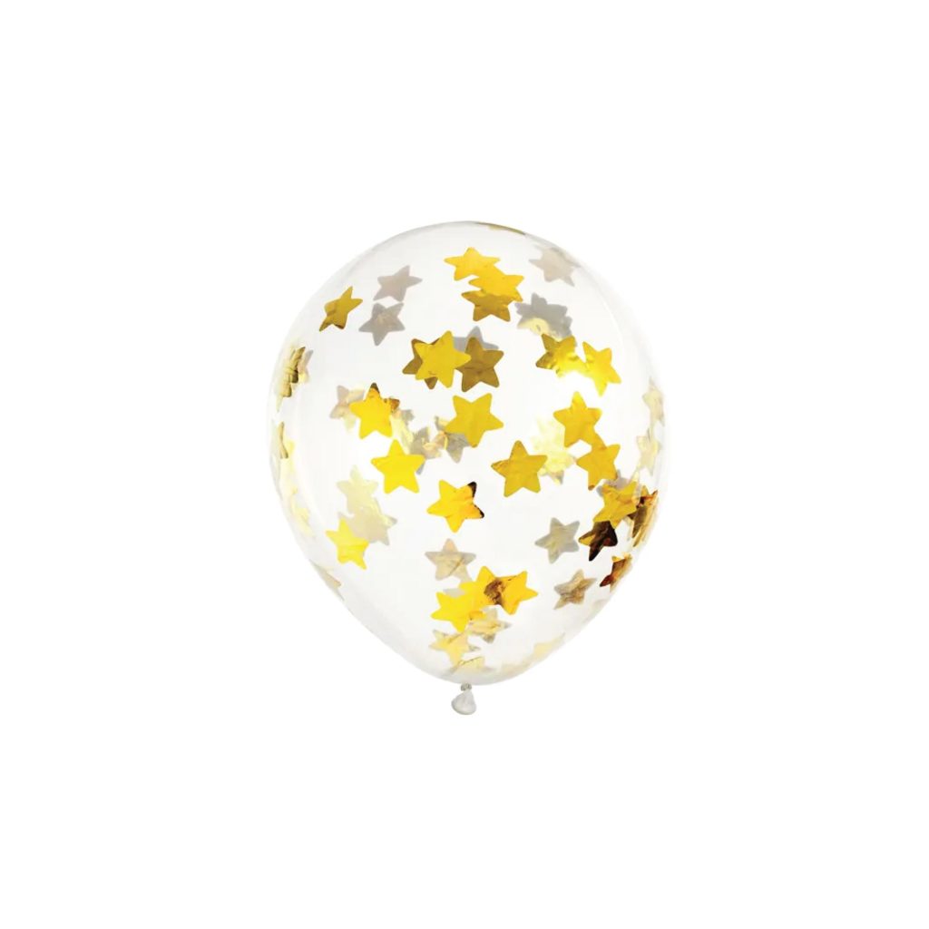 Gold Star Confetti Balloons 6ct