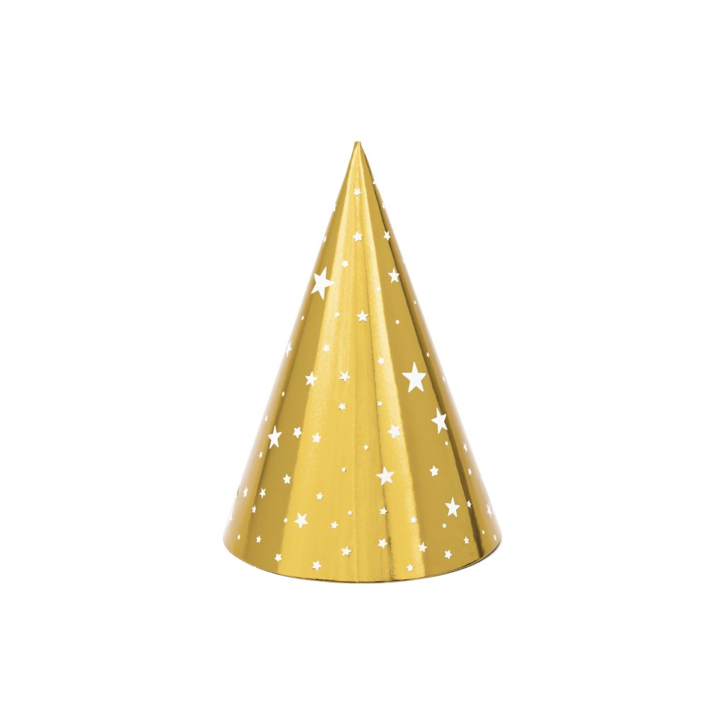 Gold Star Party Hats 6ct