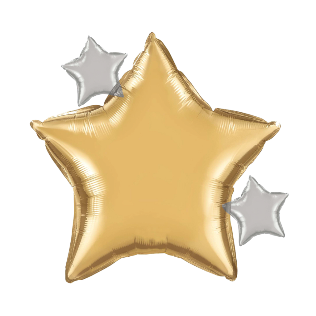 Gold & Silver Stars Foil Balloon 24in