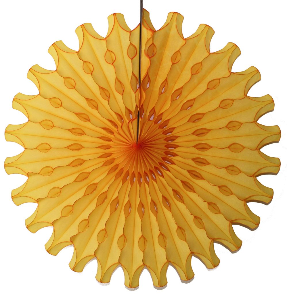 Golden Yellow Tissue Paper Fan 18″