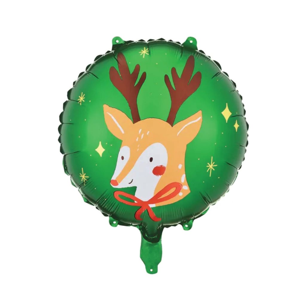 Green Christmas Reindeer Balloon 14in