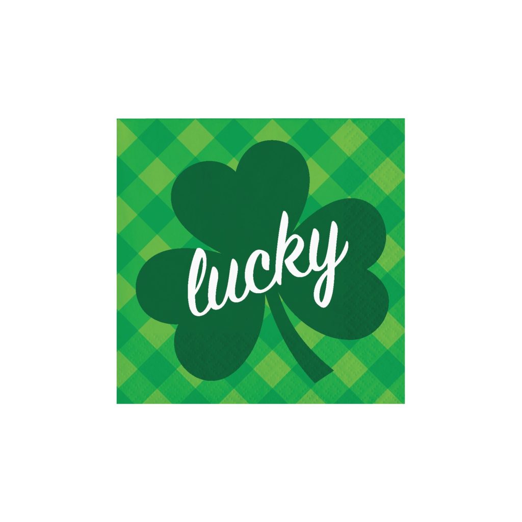 Green Lucky Shamrock Dessert Napkins 16ct