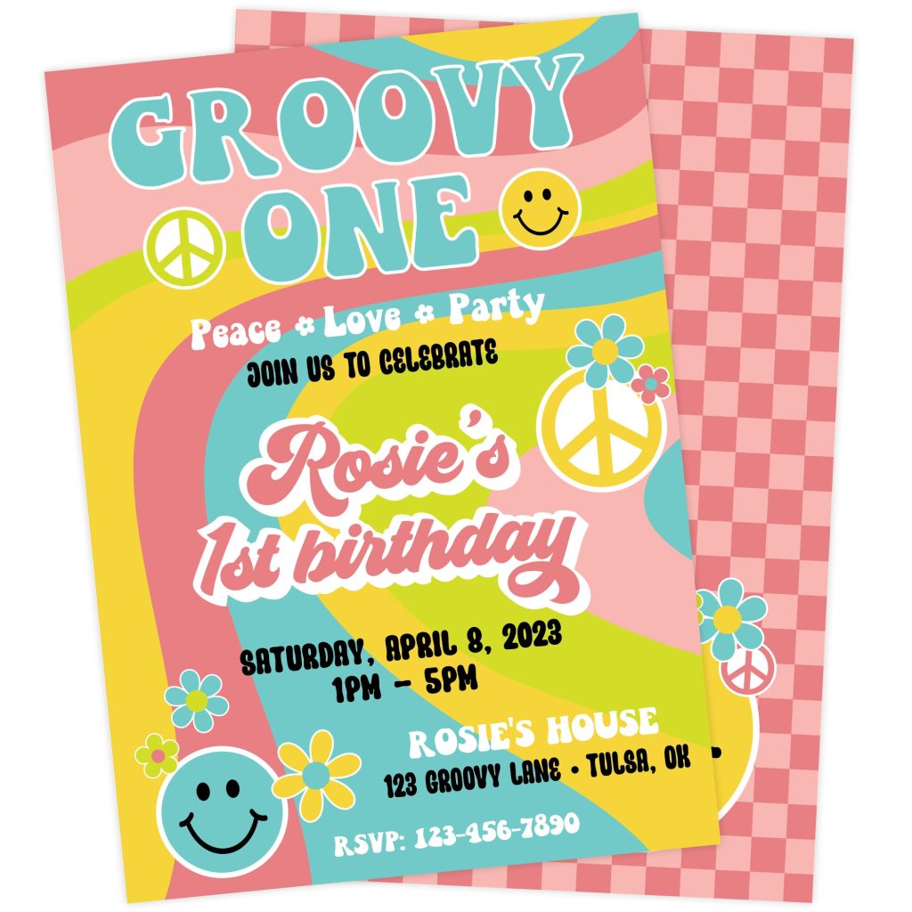 Groovy One First Birthday Invitation