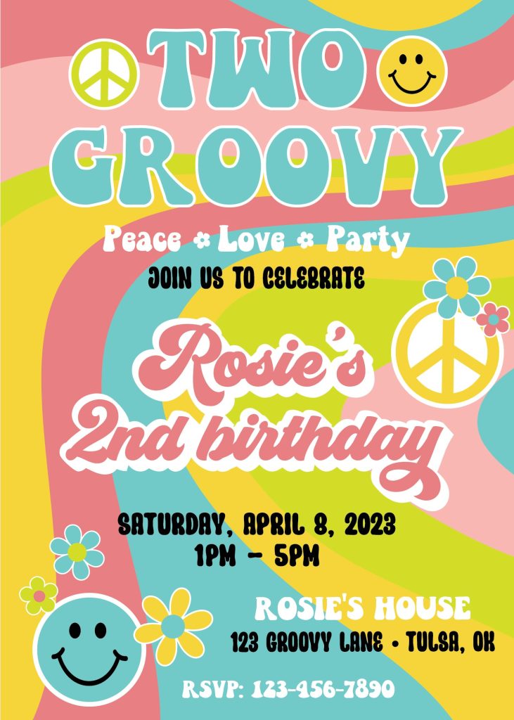 Two Groovy Birthday Party Invitation