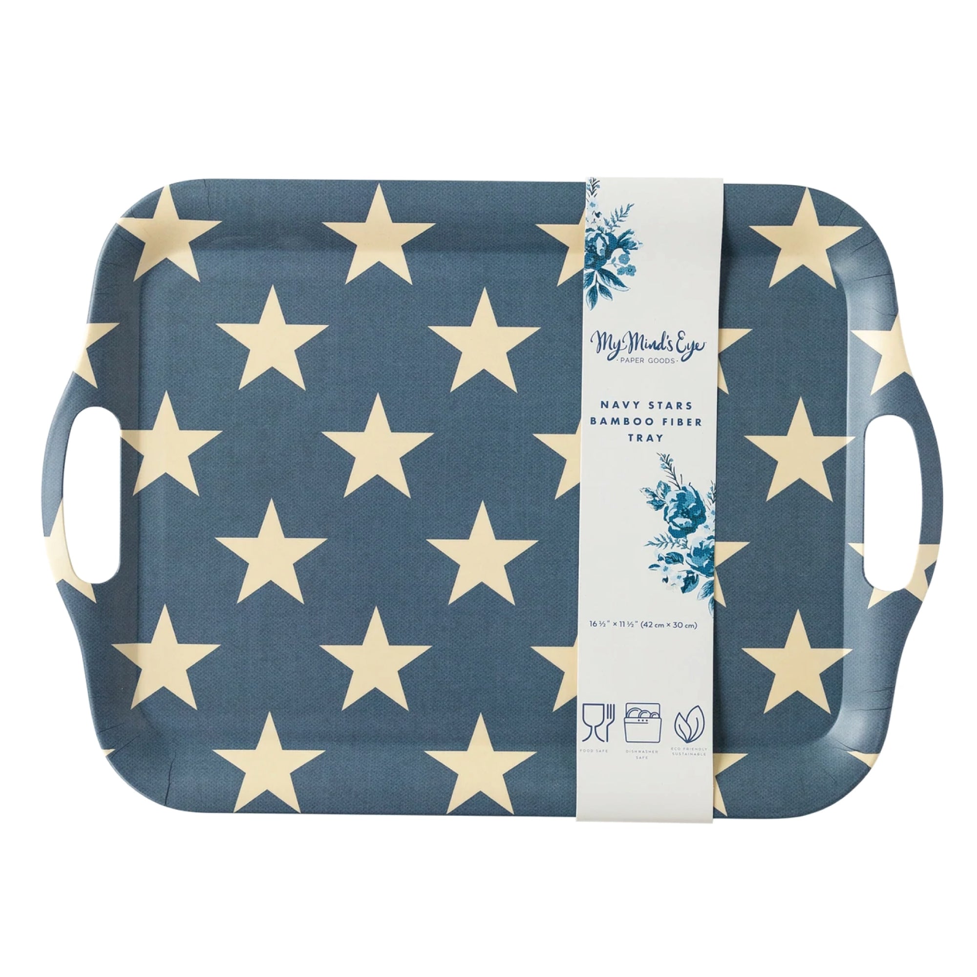 Hamptons Navy Star Bamboo Serving Tray