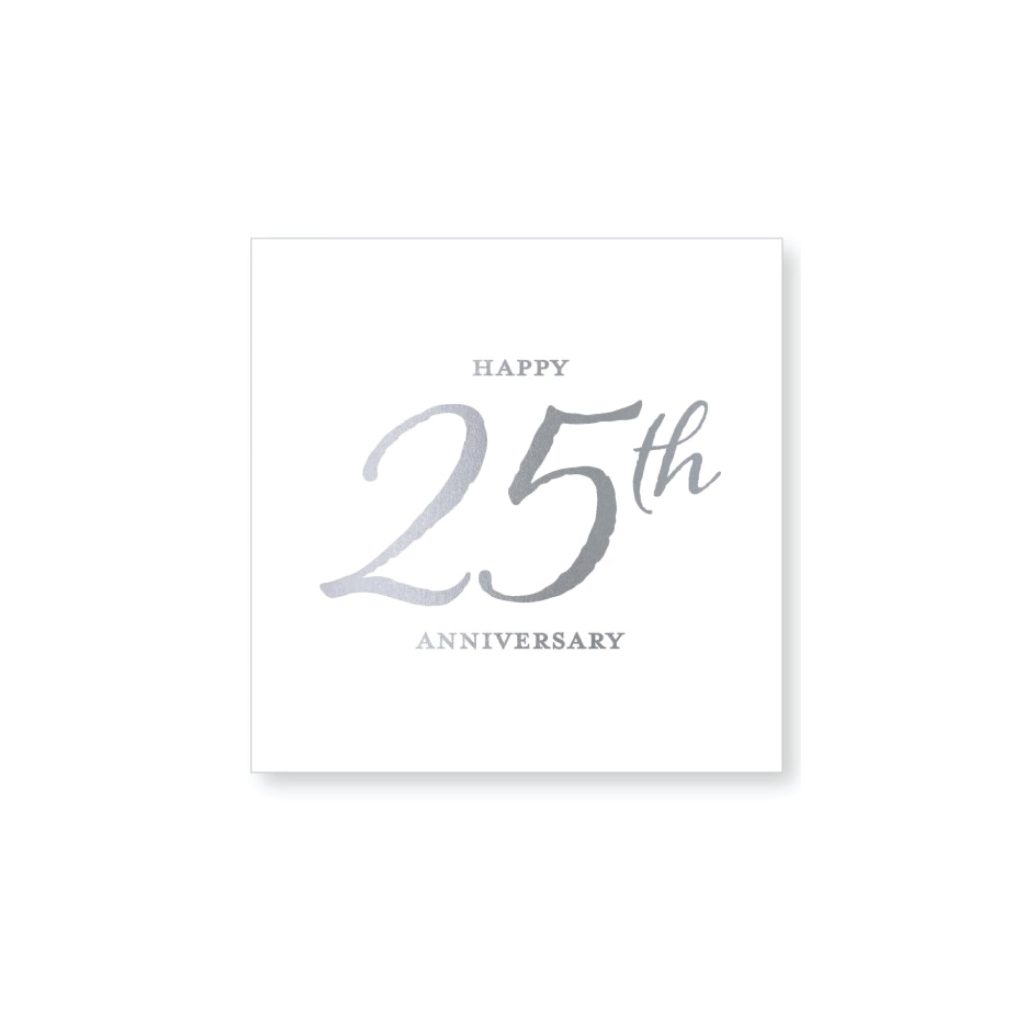 Silver Happy 25th Anniversary Dessert Napkins 20ct