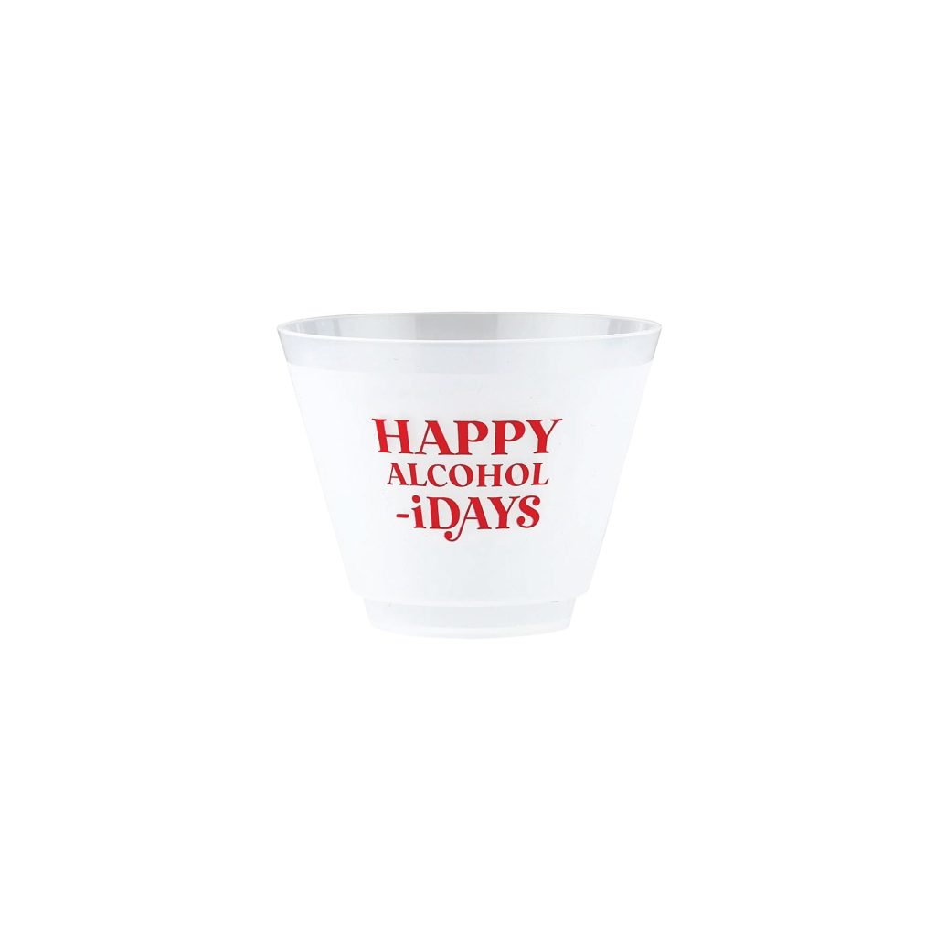 Happy Alcohol-idays Plastic Frosted Wine Cups 8ct