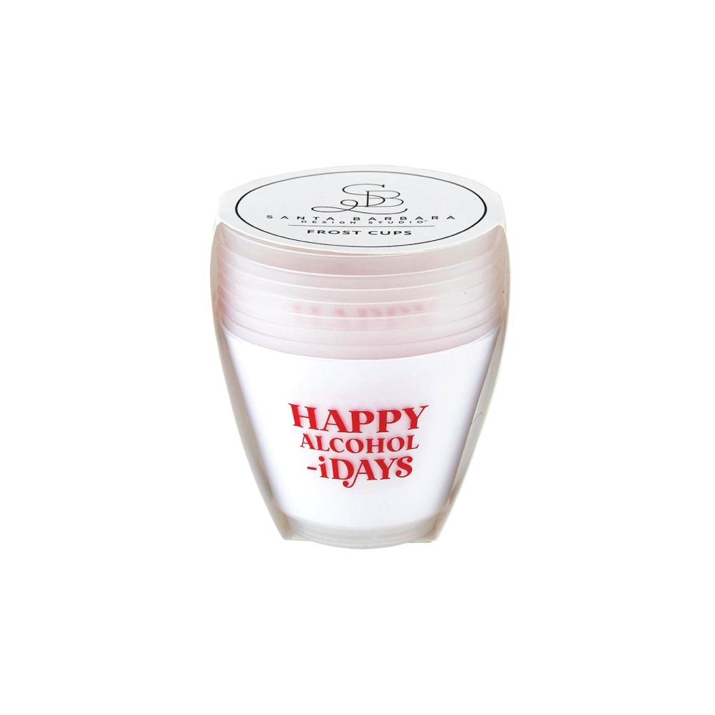 Happy Alcohol-idays Plastic Frosted Wine Cups 8ct