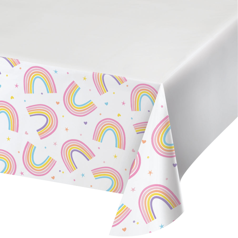 Happy Rainbow Plastic Table Cover