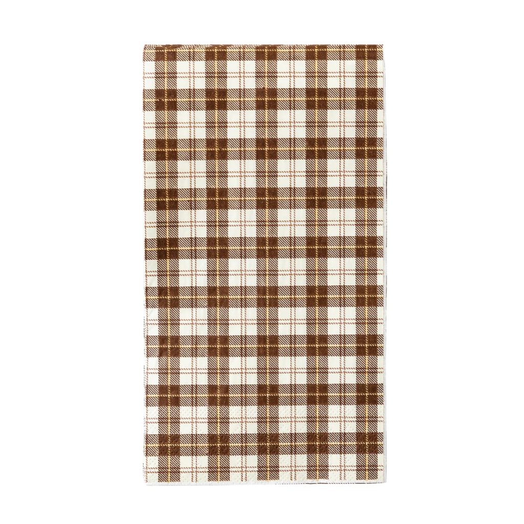 Harvest Brown Plaid Paper Guest Towels 24ct