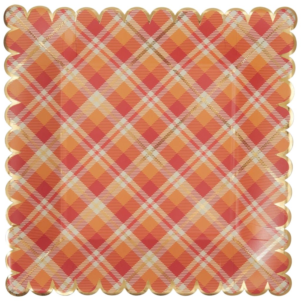 Harvest Plaid Scalloped Square Lunch Plates 8ct