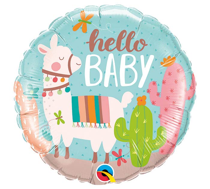 Llama Hello Baby Shower Balloon 18″