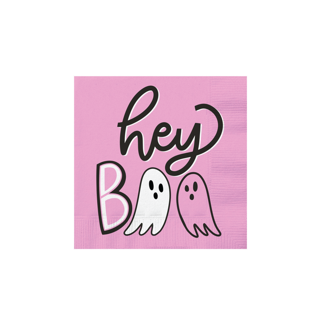 Hey Boo Neon Pink Dessert Napkins 20ct