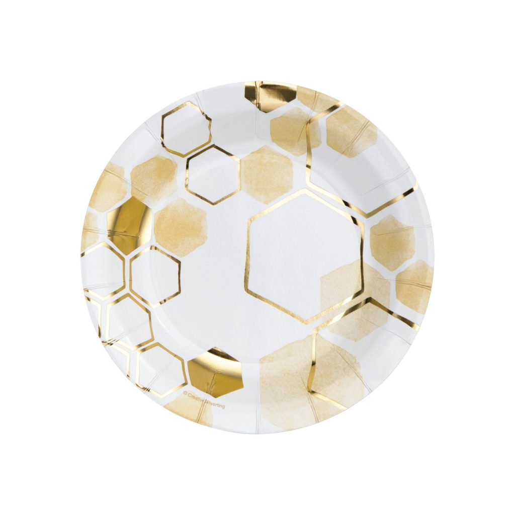 Gold Honeycomb Dessert Plates 8ct