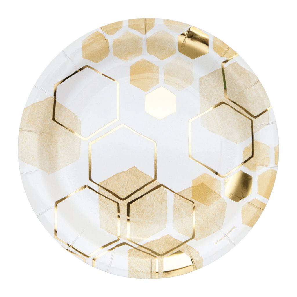 Gold Honeycomb Lunch Plates 8ct