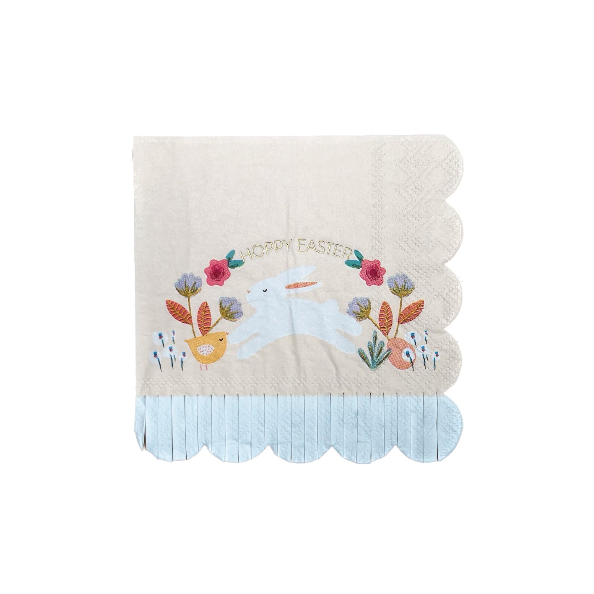 Hoppy Easter Fringe Scallop Dessert Napkins 18ct