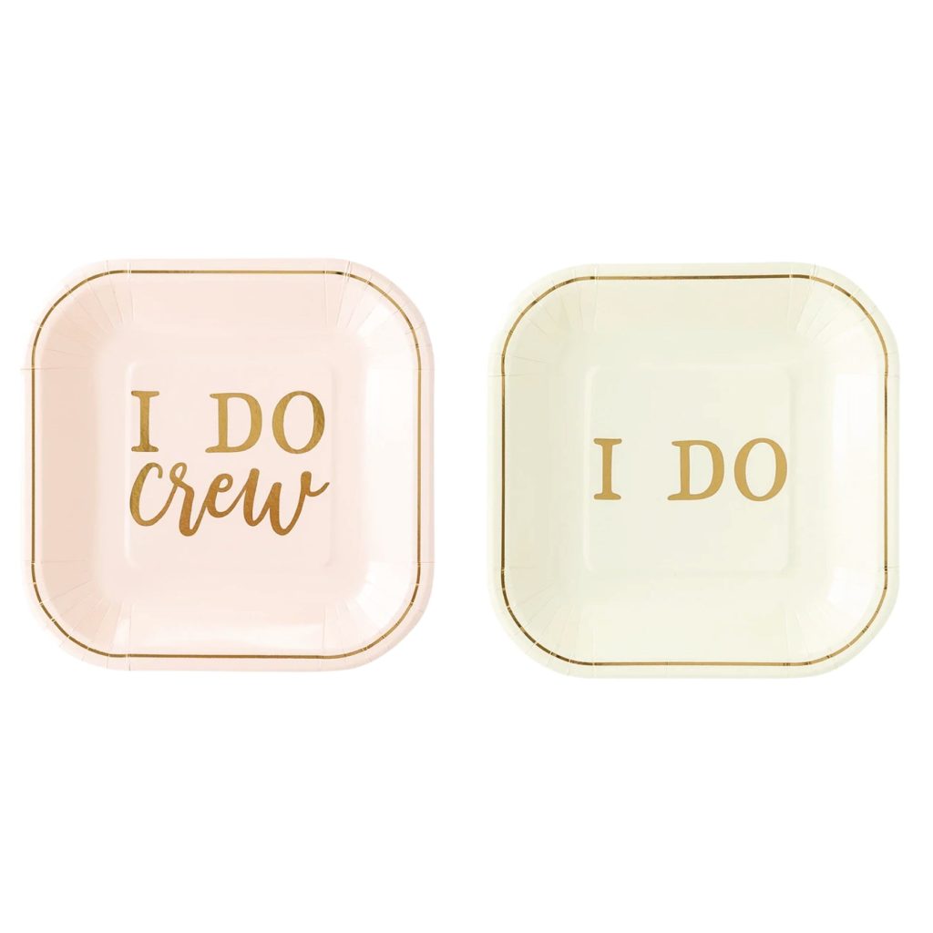 Pink & Gold I DO Crew Dessert Plates 8ct