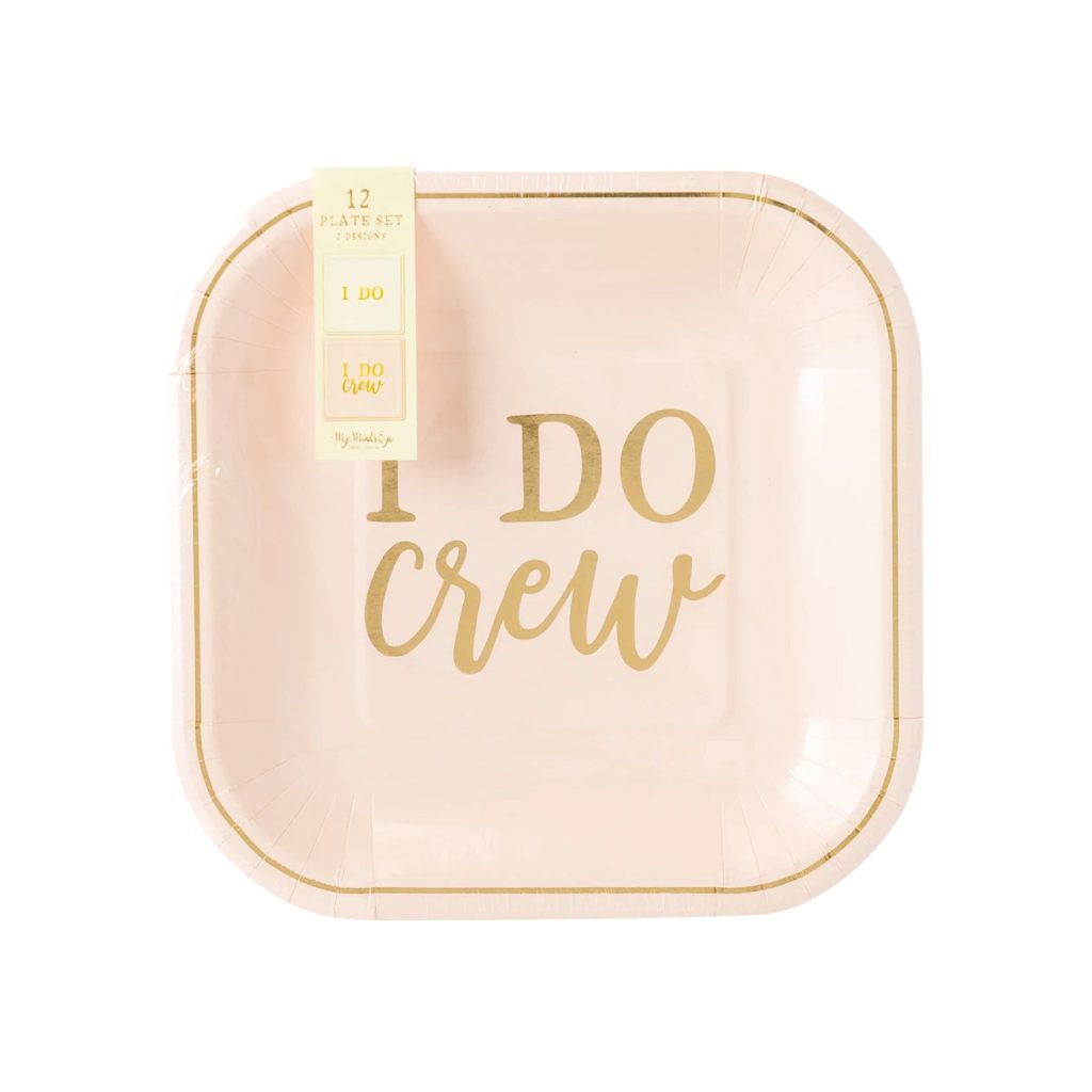 Pink & Gold I DO Crew Dessert Plates 8ct