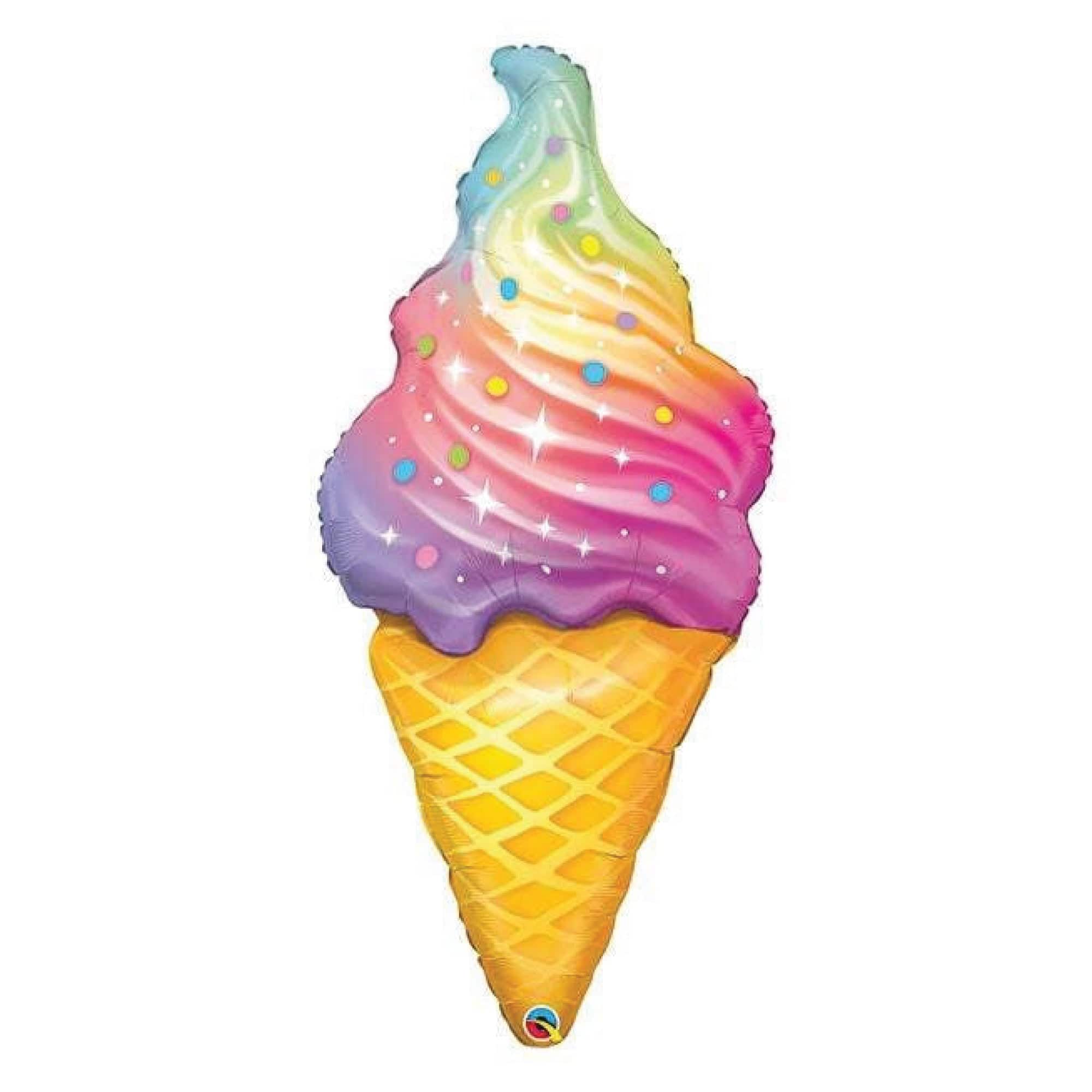 Rainbow Swirl Ice Cream Cone Balloon 45in