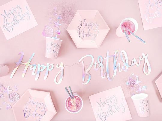 Iridescent Happy Birthday Letter Banner