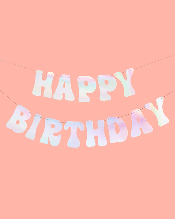 Iridescent Happy Birthday Letter Banner 5ft