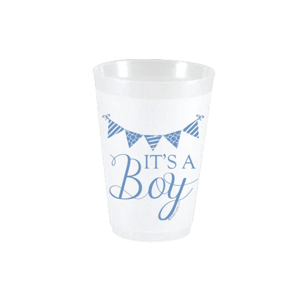 It’s A Boy Pennant Frosted Plastic Cups 10ct