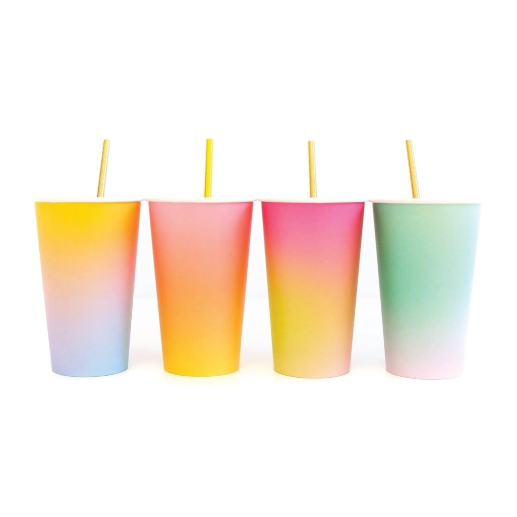 Ombre Paper Cups With Straws 8ct