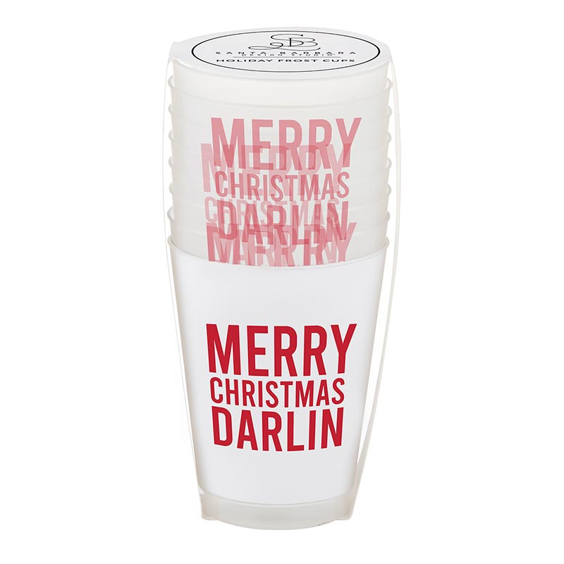 Merry Christmas Darlin Frosted Plastic Cups 8ct