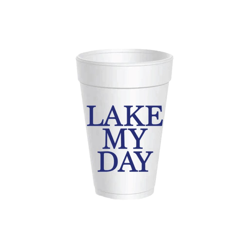 Blue Lake My Day Styrofoam Cups With Lids 10ct