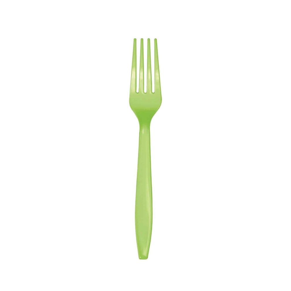 Lime Green Plastic Forks Set For 24