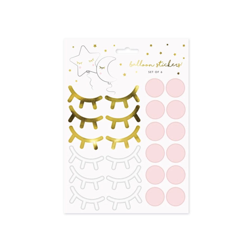 Little Star Eyelashes & Cheeks Balloon Stickers, 2 Sheets, 48pc