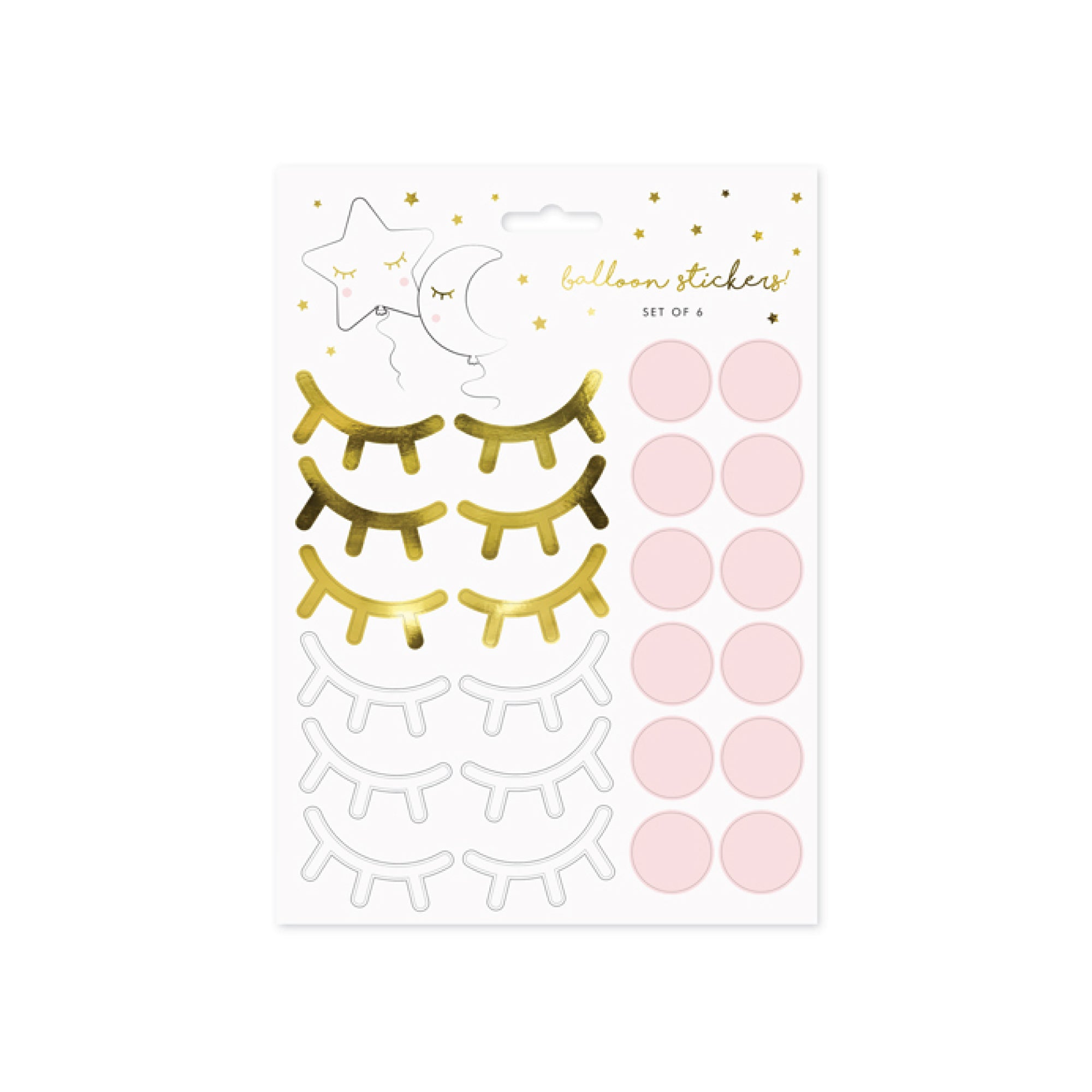 Little Star Eyelashes & Cheeks Balloon Stickers, 2 Sheets, 48pc