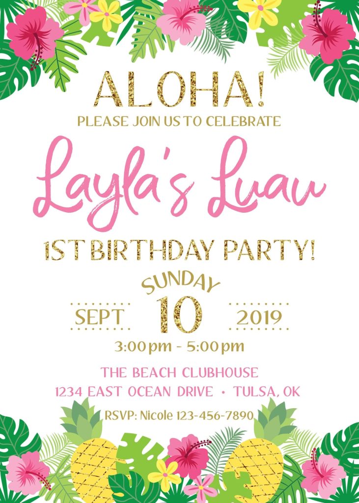 Luau Birthday Party Invitation