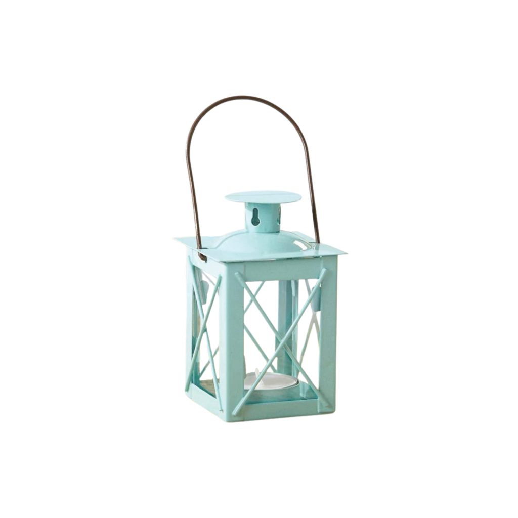 Mini Blue Metal Tea Light Candle Lantern