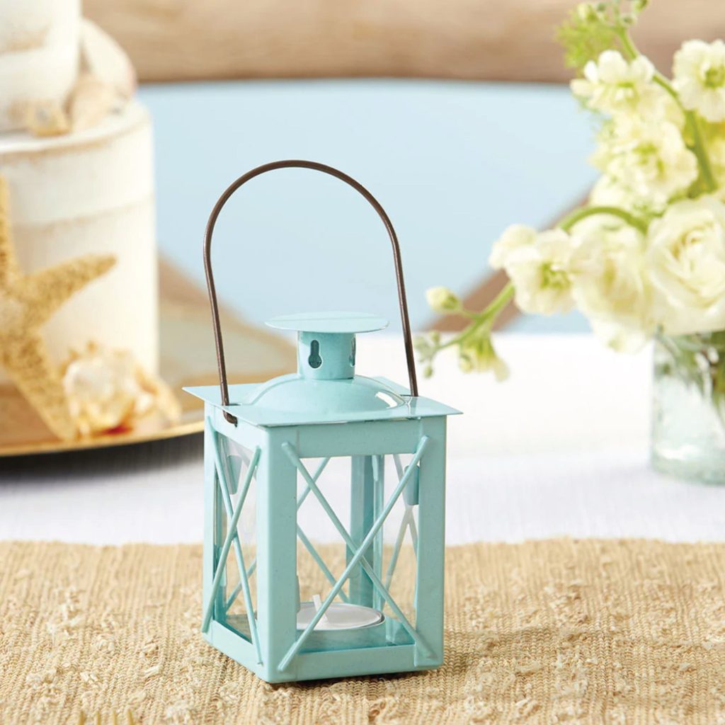 Mini Blue Metal Tea Light Candle Lantern