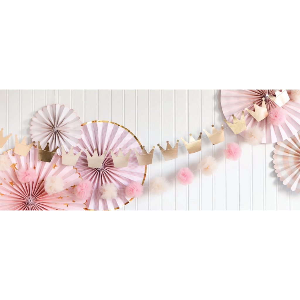 Magical Princess Crown & Pom Pom Garland 10ft