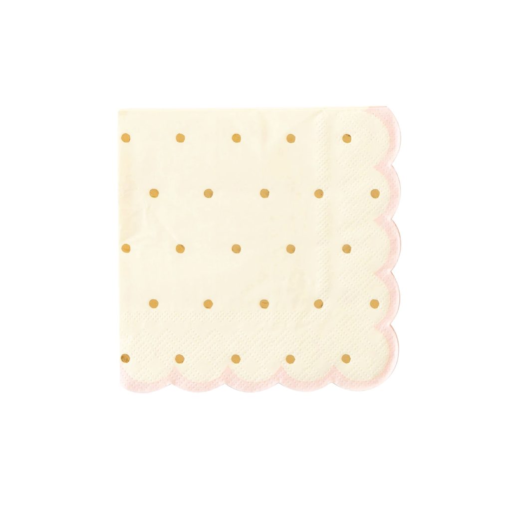 Gold Polka Dot Princess Dessert Napkins 18ct