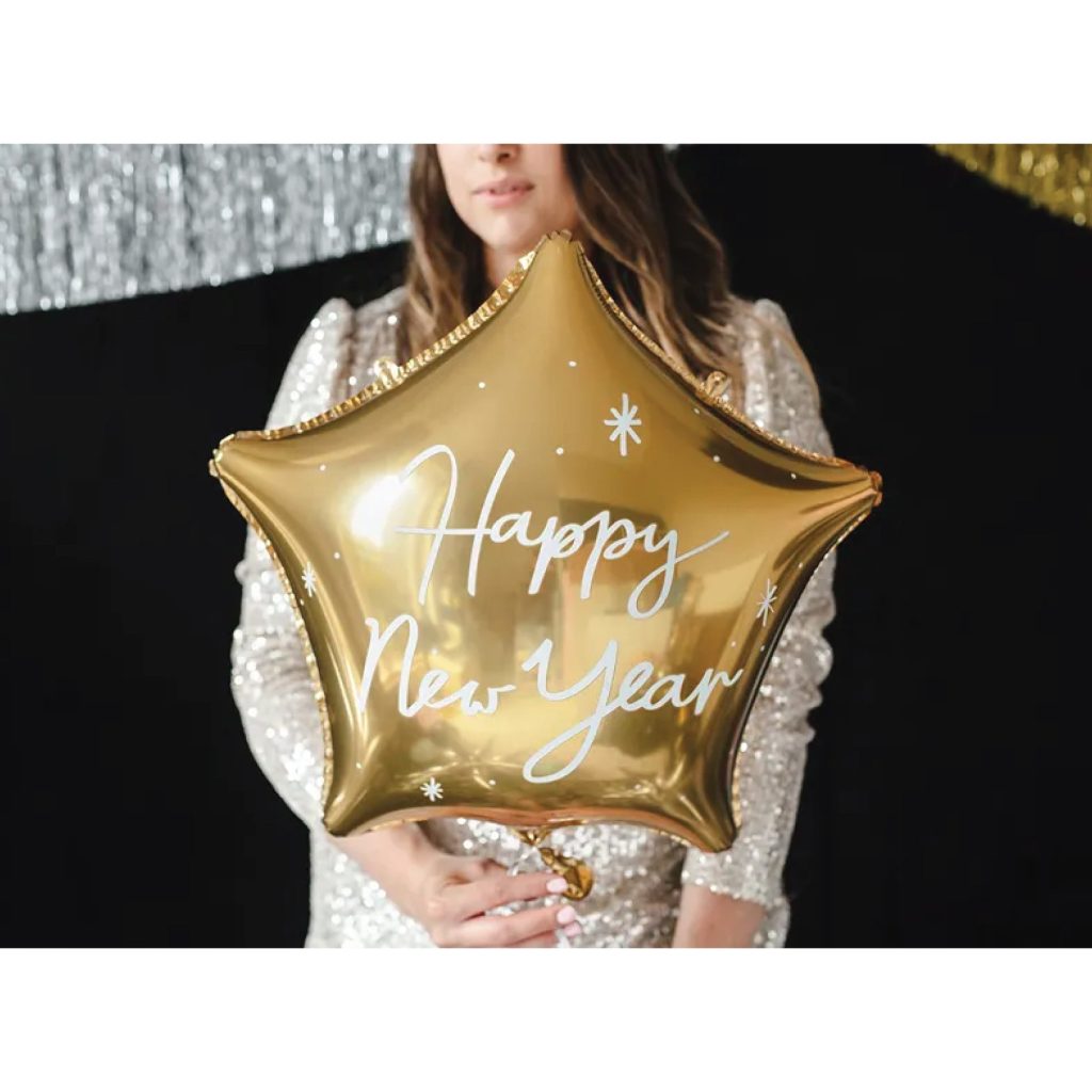 Matte Gold Happy New Yeara’ Star Foil Balloon 17in