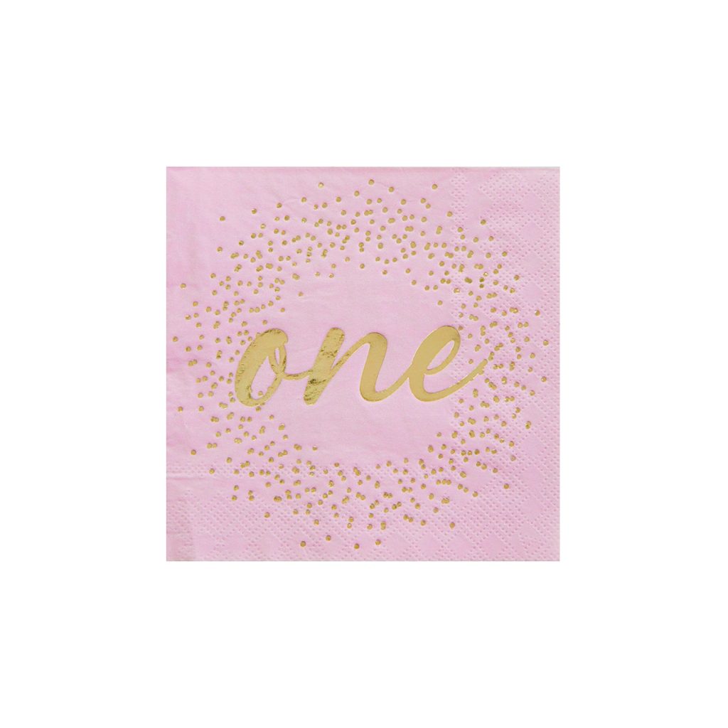 Pink & Gold 1st Birthday Dessert Napkins 20ct