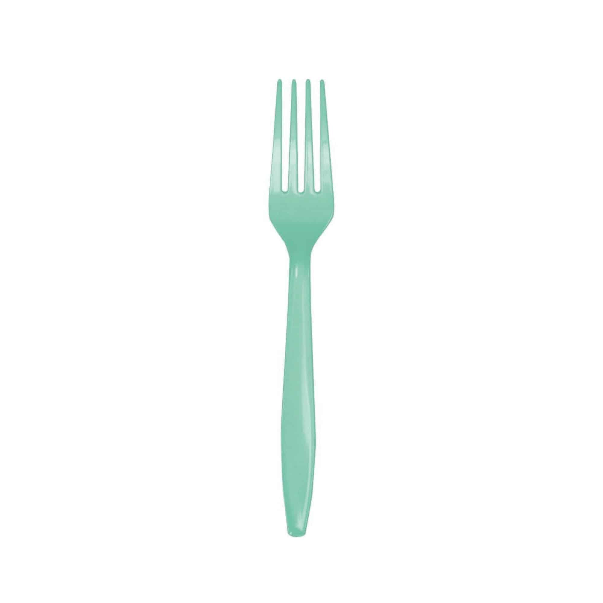 Mint Green Plastic Forks 24ct