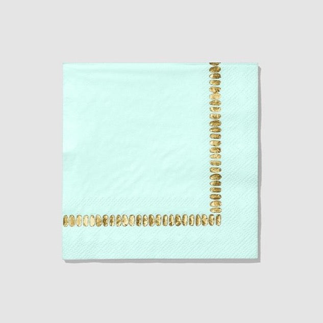 Mint Green & Gold Brushstroke Dessert Napkins 25ct