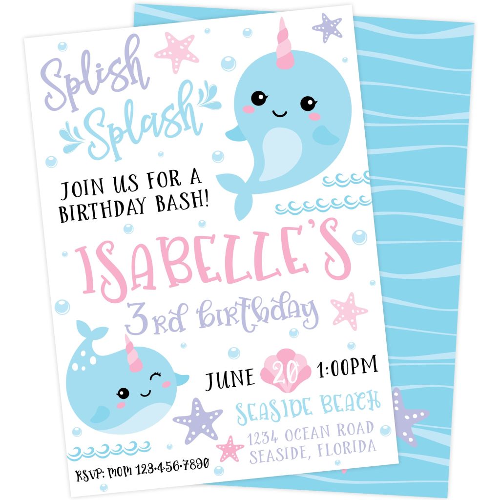 Narwhal Birthday Invitation