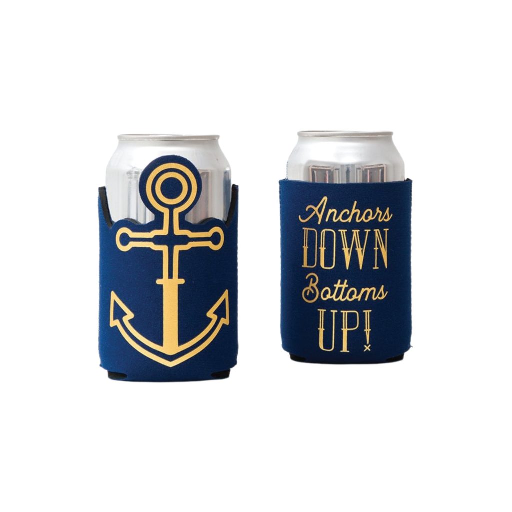 Nautical Anchors Down Bottoms Up Can Coozie