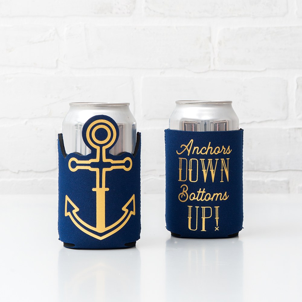 Nautical Anchors Down Bottoms Up Can Coozie