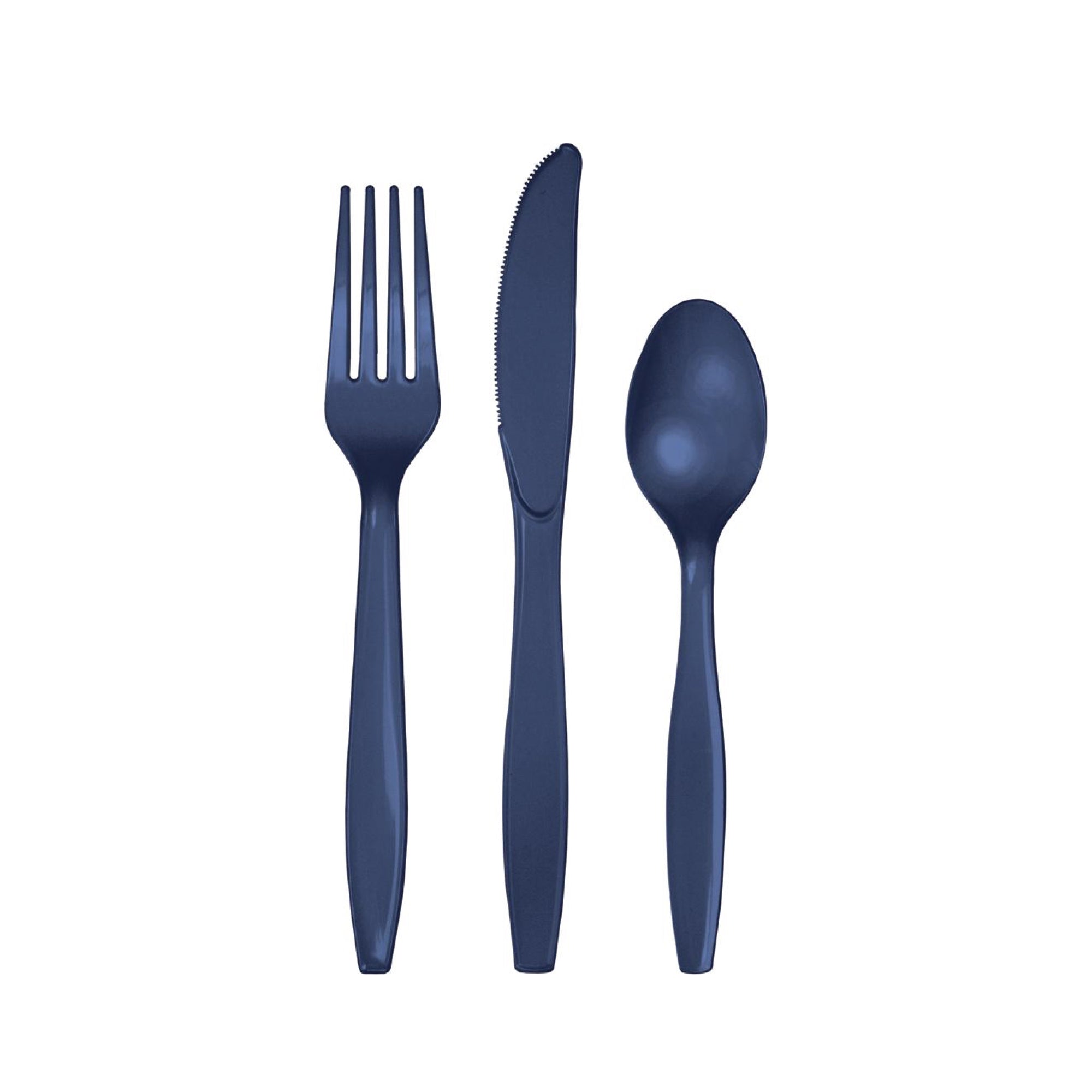 Navy Plastic Cutlery Set For 8