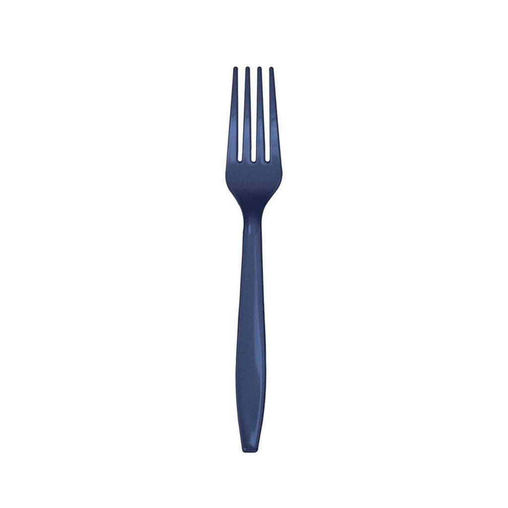 Navy Plastic Forks 24ct