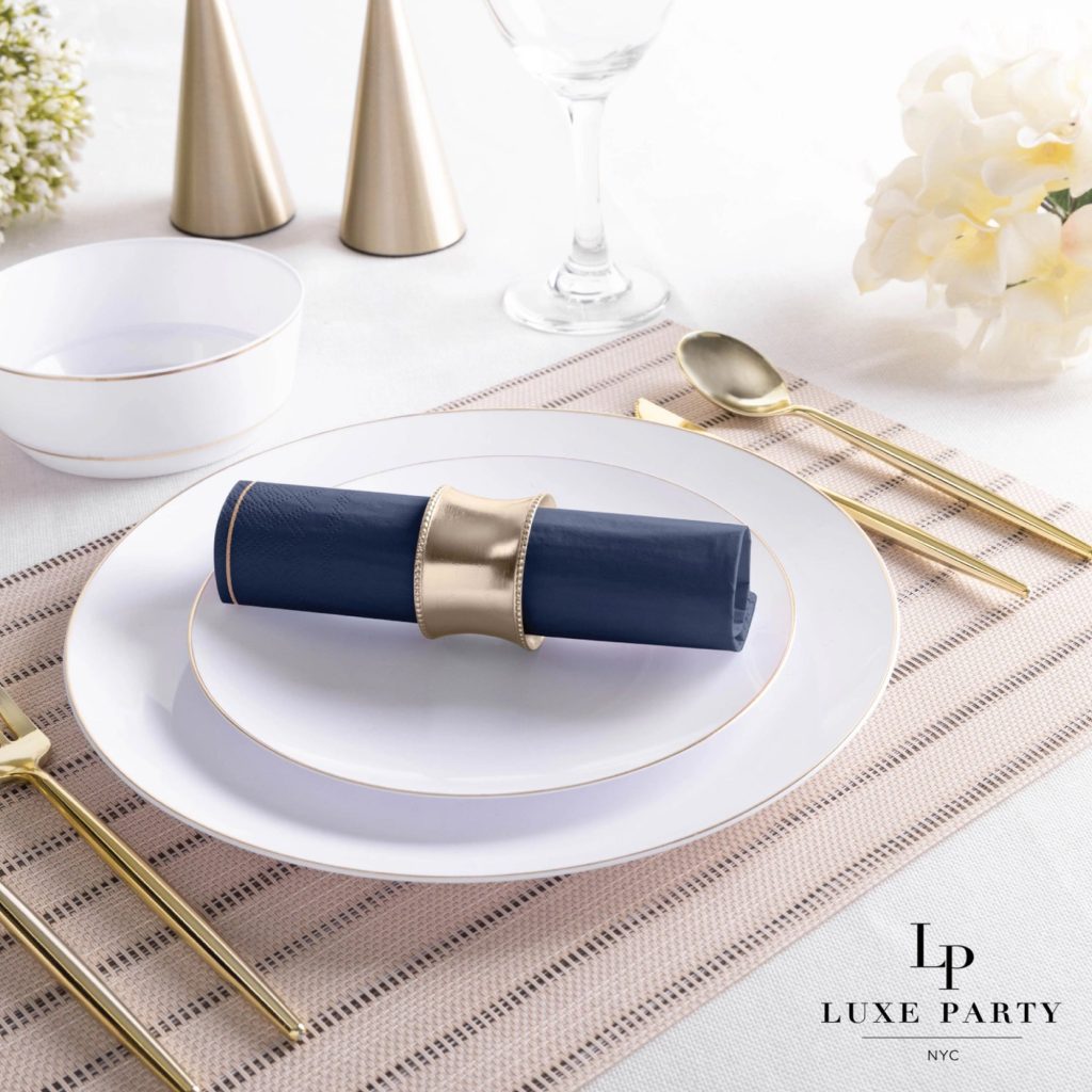 Navy & Gold Stripe Lunch Napkins 20ct